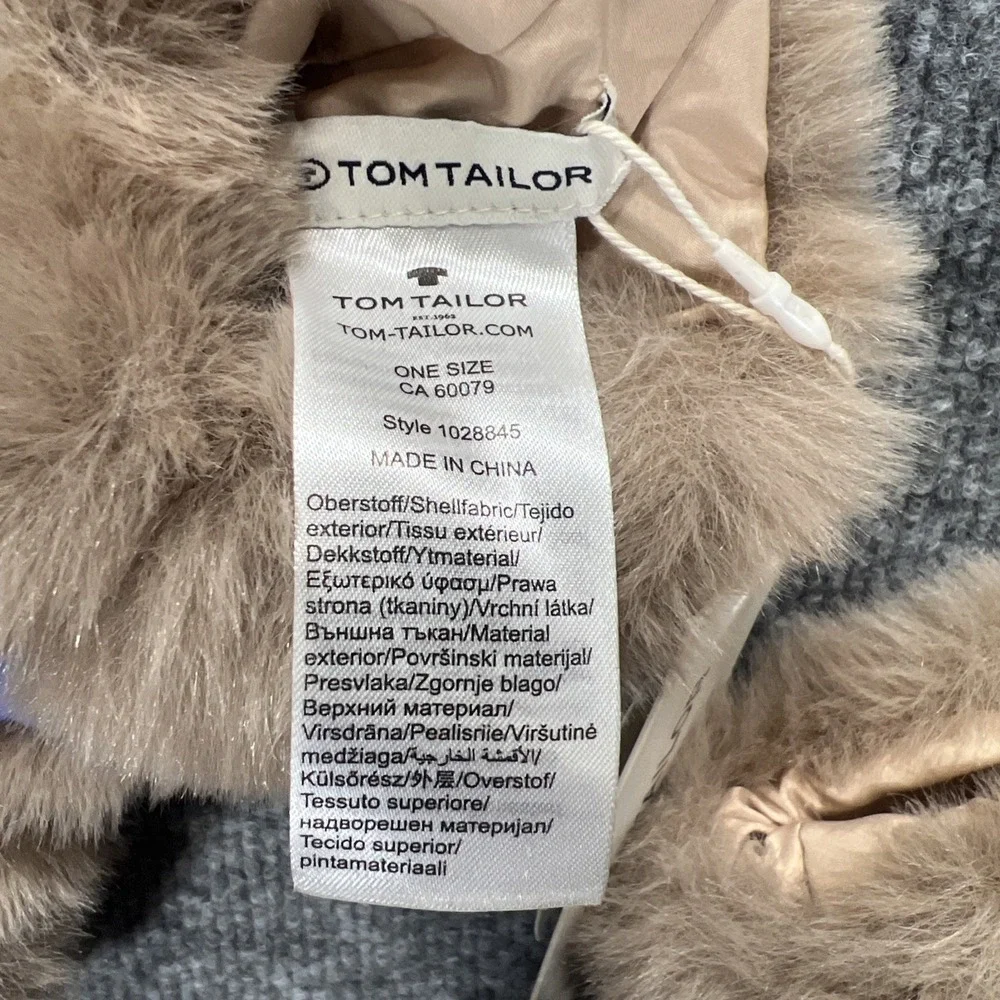 NEW Tom Tailor Women's Faux Fur Mittens Gloves Beige Brown Cozy Warm Winter